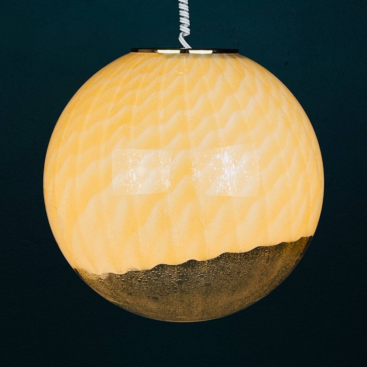 Large vintage Murano ball pendant lamp by Veart, Italy, 1970s.