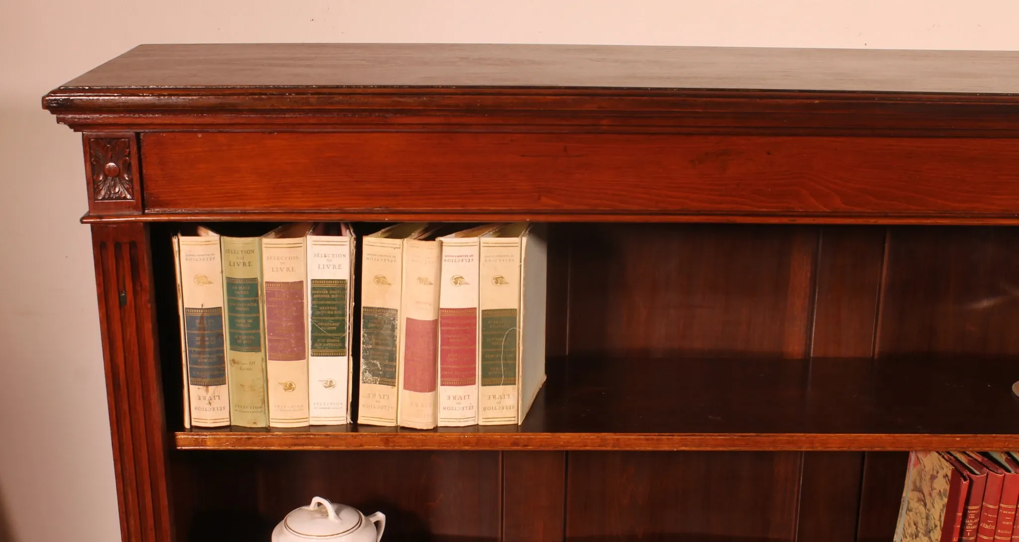Large Open Mahogany Bookcase Of2.41 Meters Long—19th Century