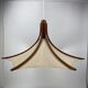 Teak and linen umbrella pendant by Domus, 1970s