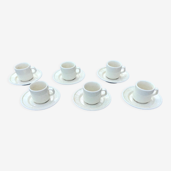Lot 6 tasses café bistrot anciennes porcelaine Pillivuyt blanches mouchetée 9cl