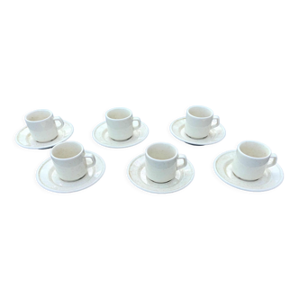 Lot 6 tasses café bistrot anciennes porcelaine Pillivuyt blanches mouchetée 9cl