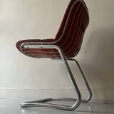 chaise style rinaldi en métal chromé et galette tissu daim, design 1970