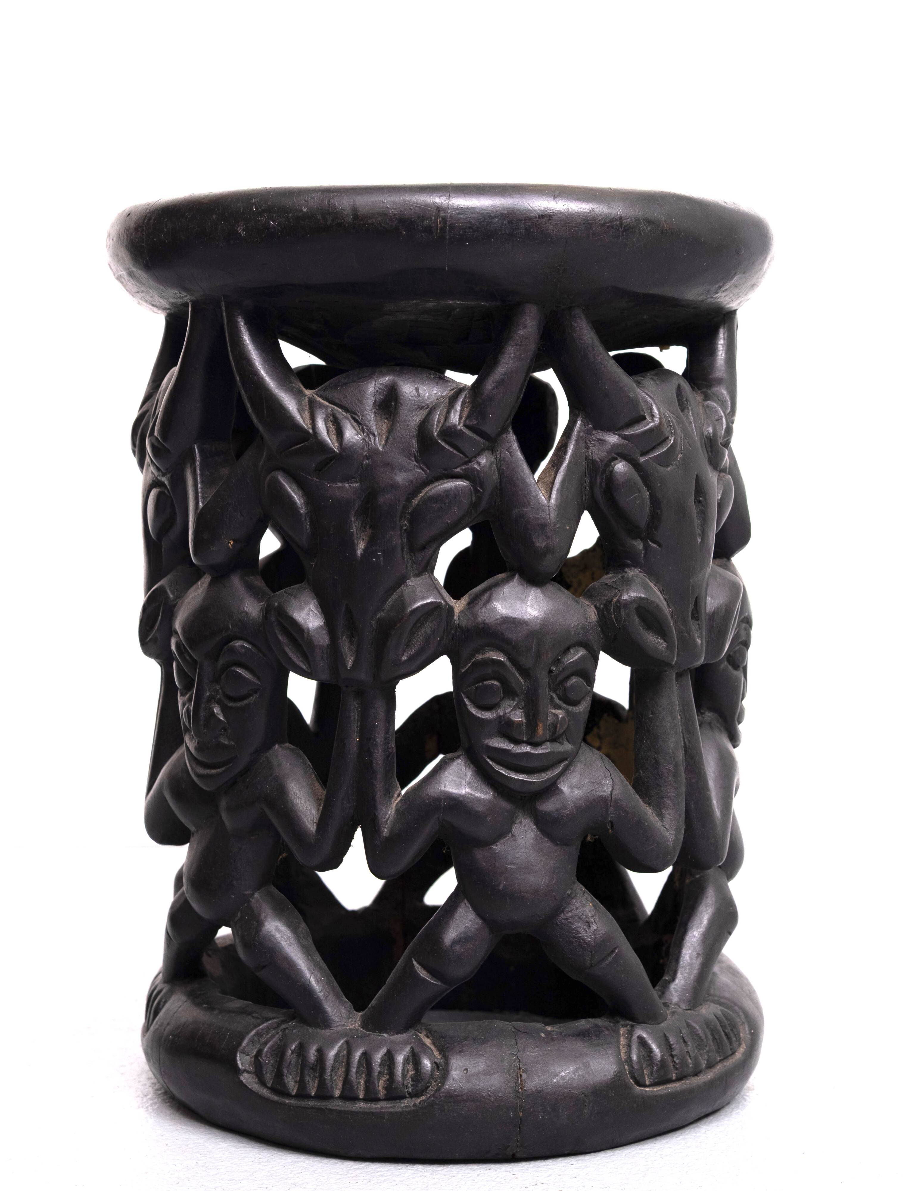African tribal stool amileke, Cameroon Africa, 1950's