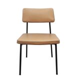 Chaise années 1950 en simili cuir beige