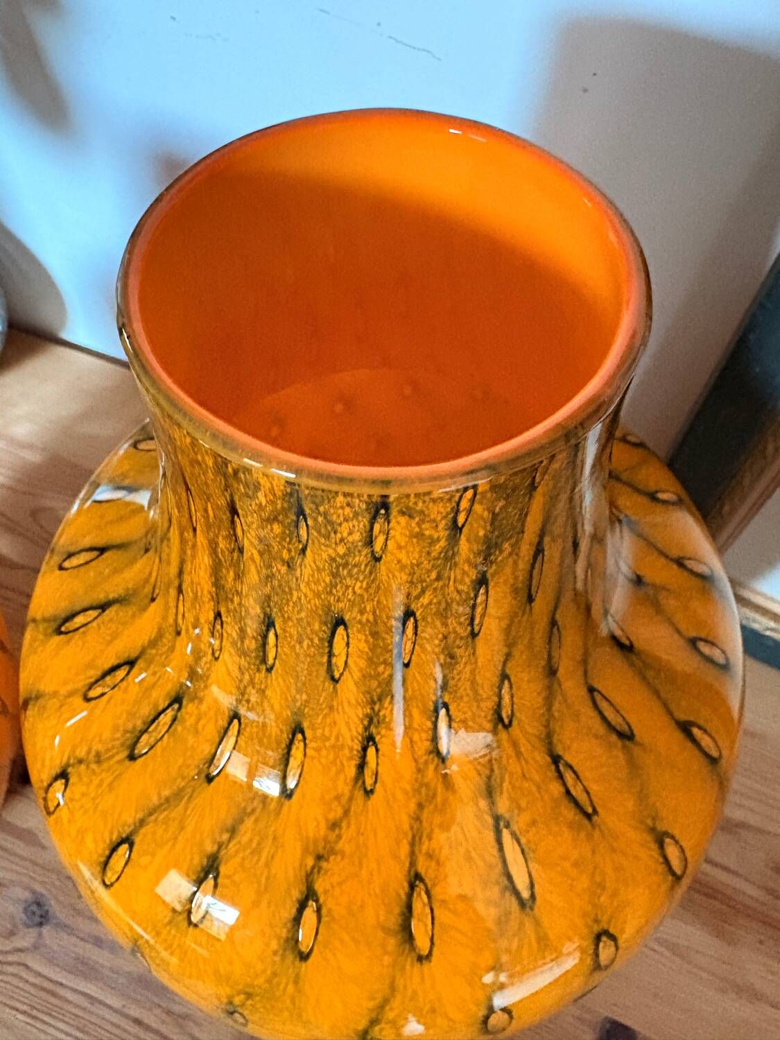 Duo vase & blown glass carafe in orange – 1960s/70s