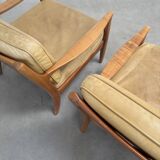 Ensemble de fauteuils en cuir des années 1960 par Knoll