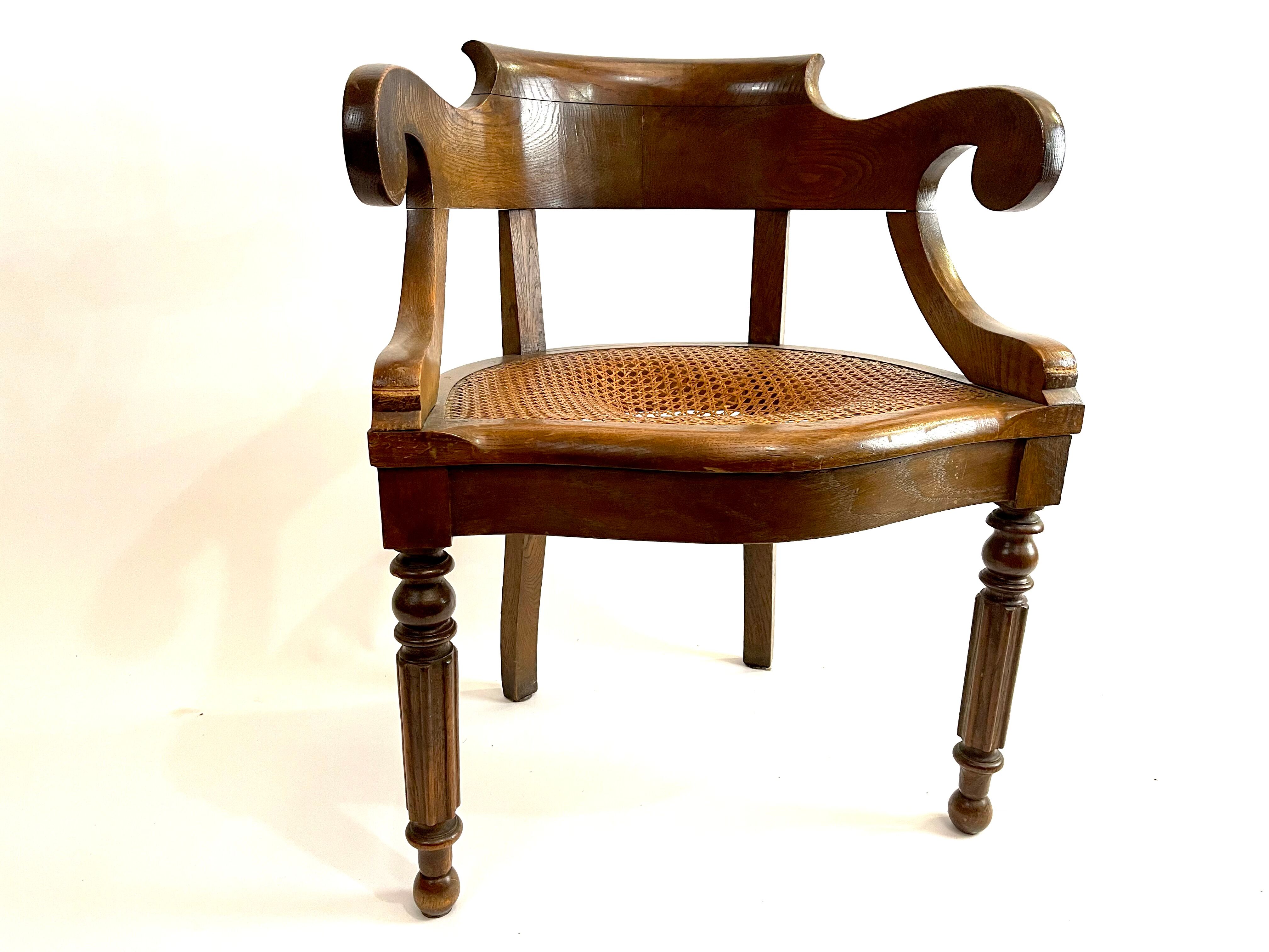 Antique office chair Louis Philippe sitting cannée