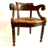 Antique office chair Louis Philippe sitting cannée
