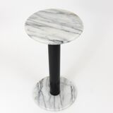 Postmodern pedestal table / plant stand in white Carrara marble, Italy, 1980s