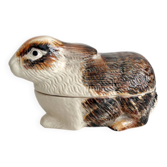 Vintage Michel Caugant rabbit slip earthenware terrine