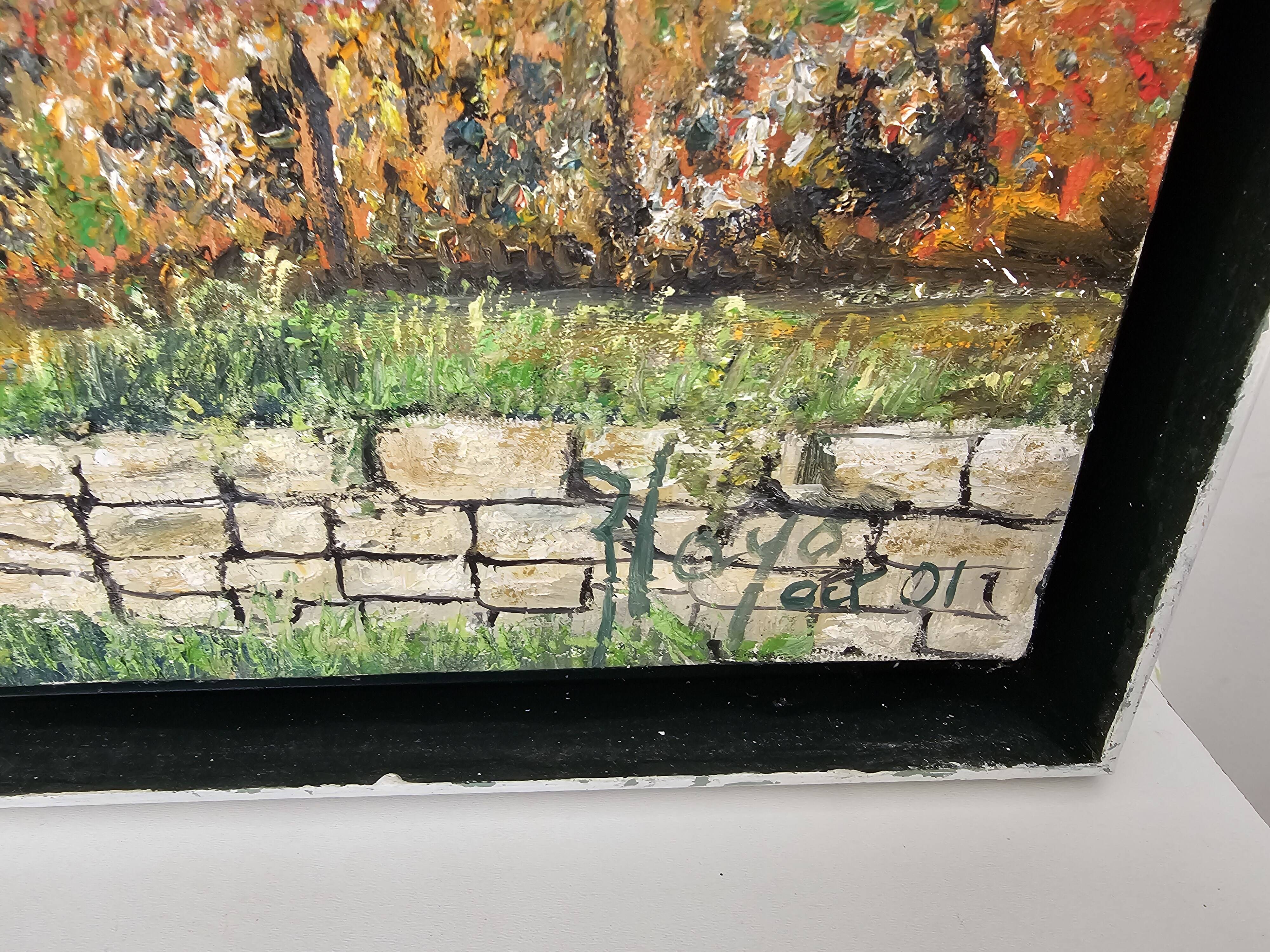 Oil on Canvas Painting of a Burgundian Village signed Blayo