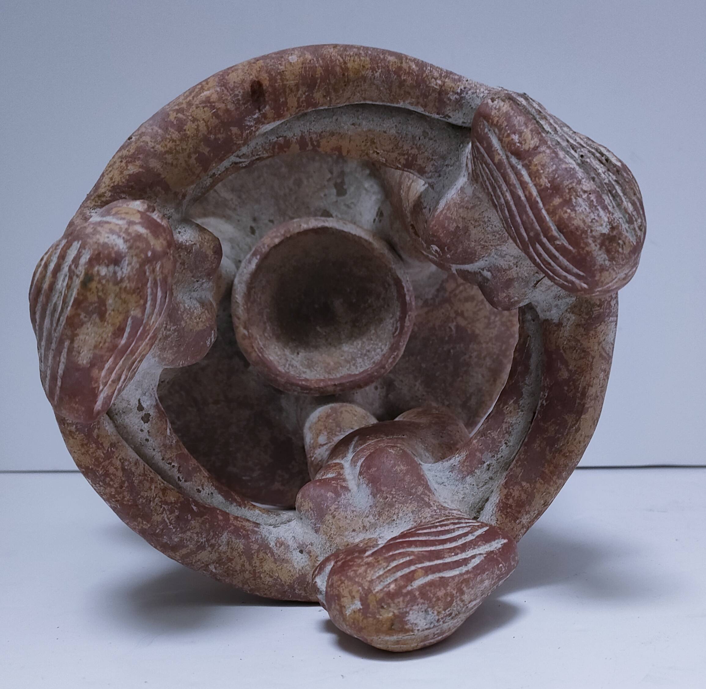ceramic candlestick centrepiece terracotta patina