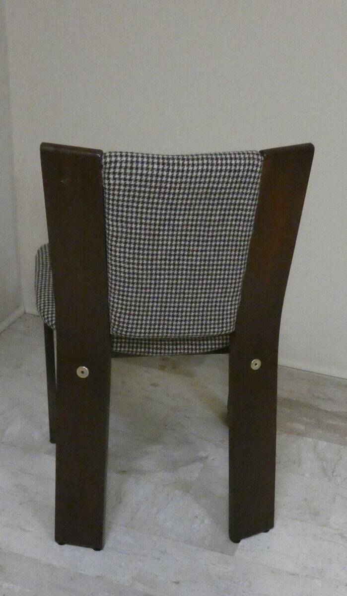 Wood and tweed chairs by Acerbis International, Italy, 1980s, set of 4.
