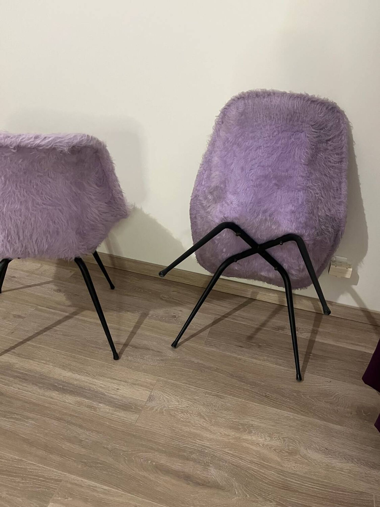 Pair of furry armchairs