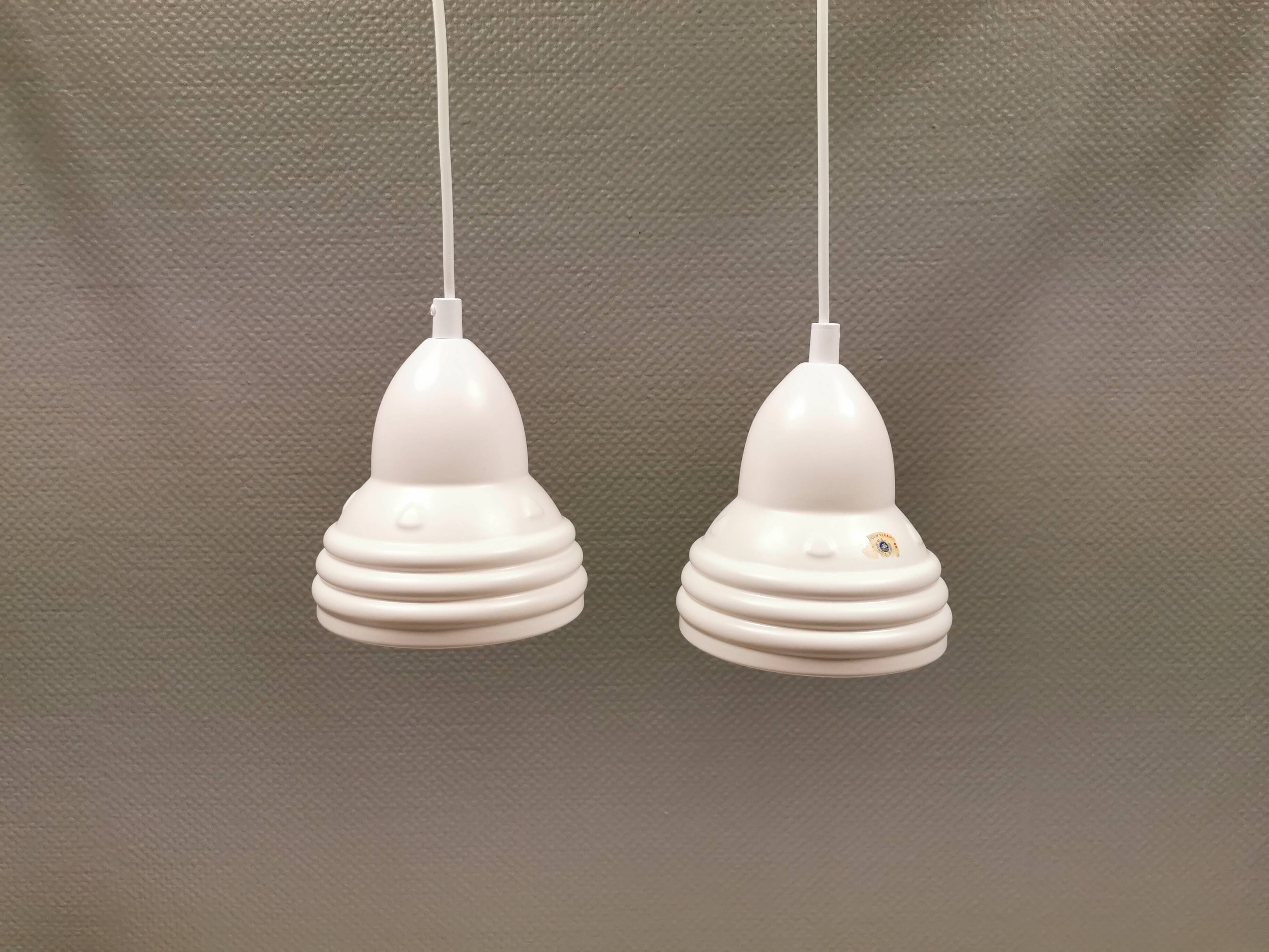 Two small ceramic hanging lights from Danish Søholm, estimated 1980s.