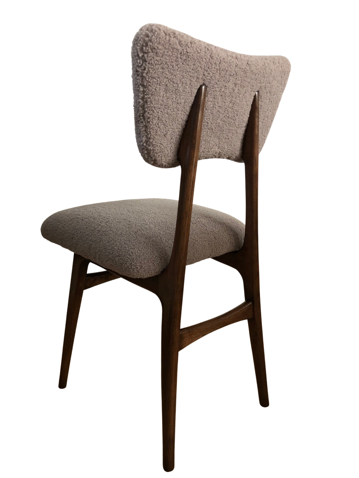 Set of 6 midcentury beige bouclé dining chairs, 1960s