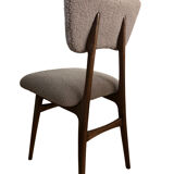Set of 6 midcentury beige bouclé dining chairs, 1960s