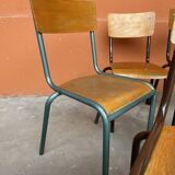 10 mismatched school chairs, restaurant, 1960s
