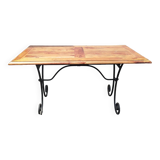 Table en bois massif et fer forgé