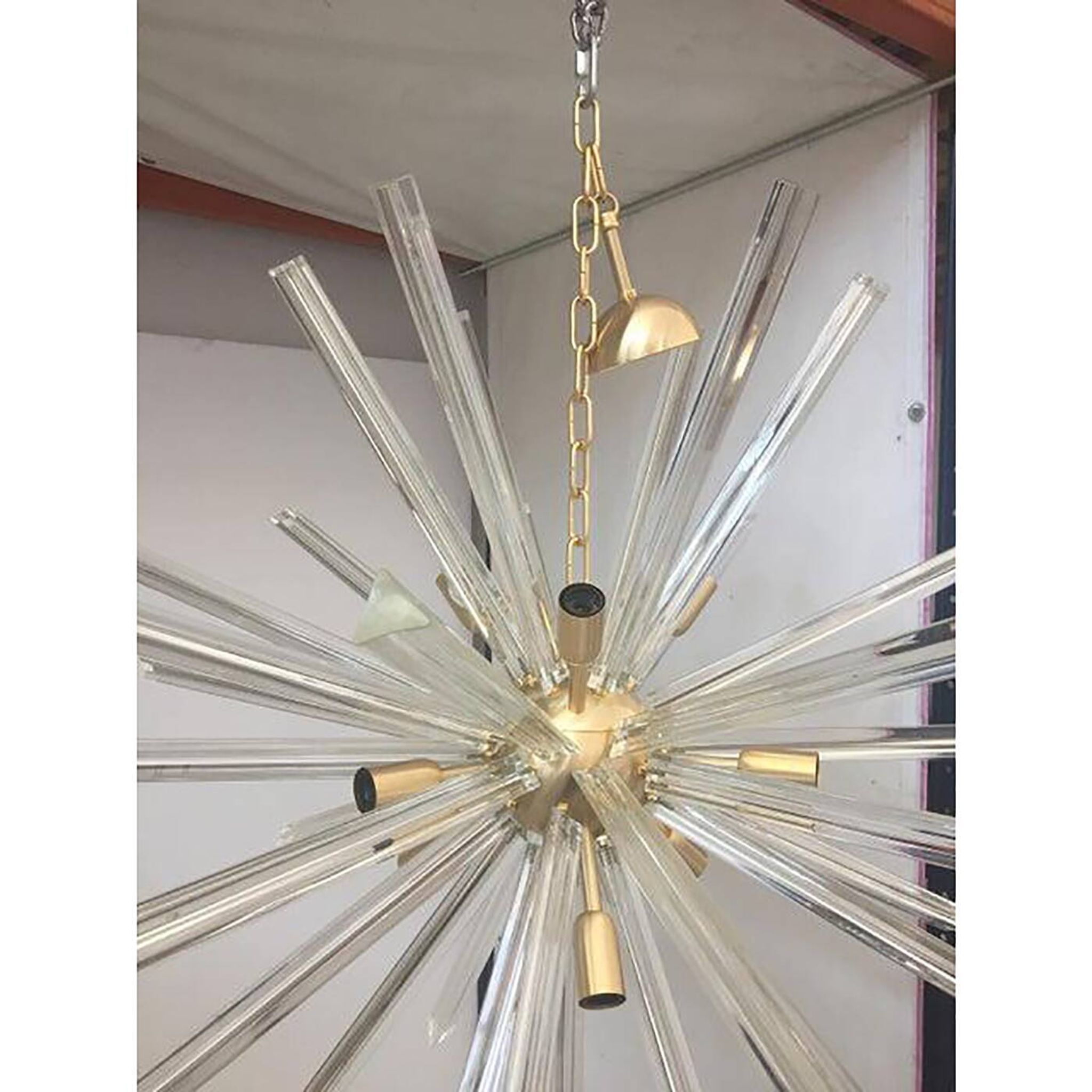 Lustre Triedo Spoutnik en verre transparent de style Murano