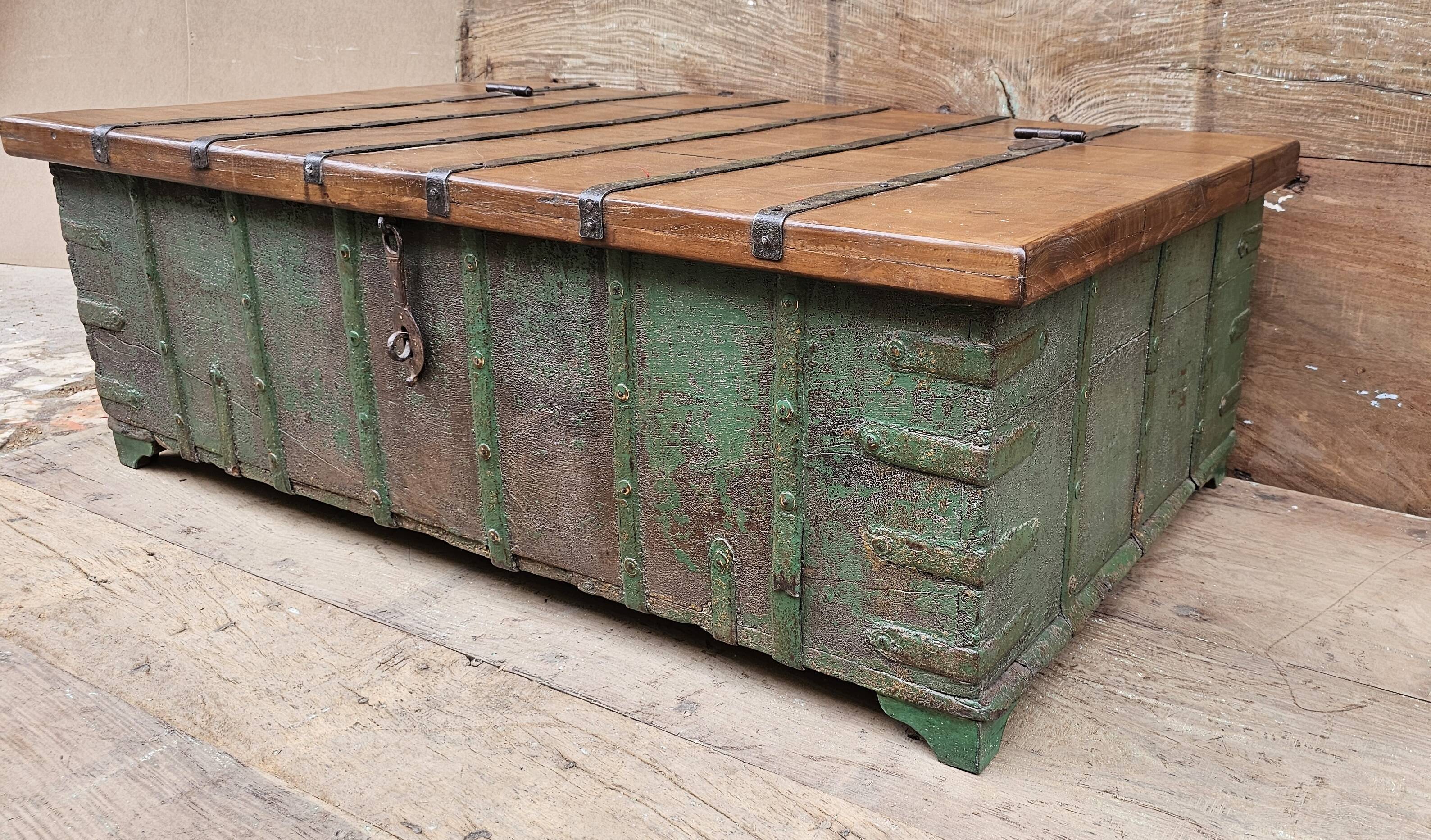 Old coffee table - Burmese teak chest