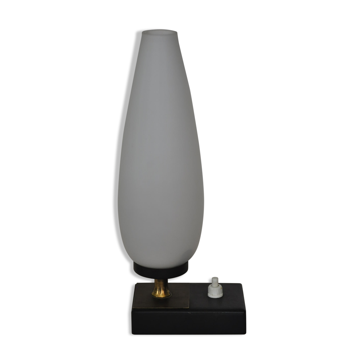 Opaline brass metal lamp 50s
