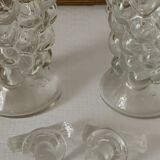 Pair of decanters with grape bunch XXth