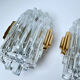 Pair of vintage wall lamps, glass and bronze gilded with fine gold