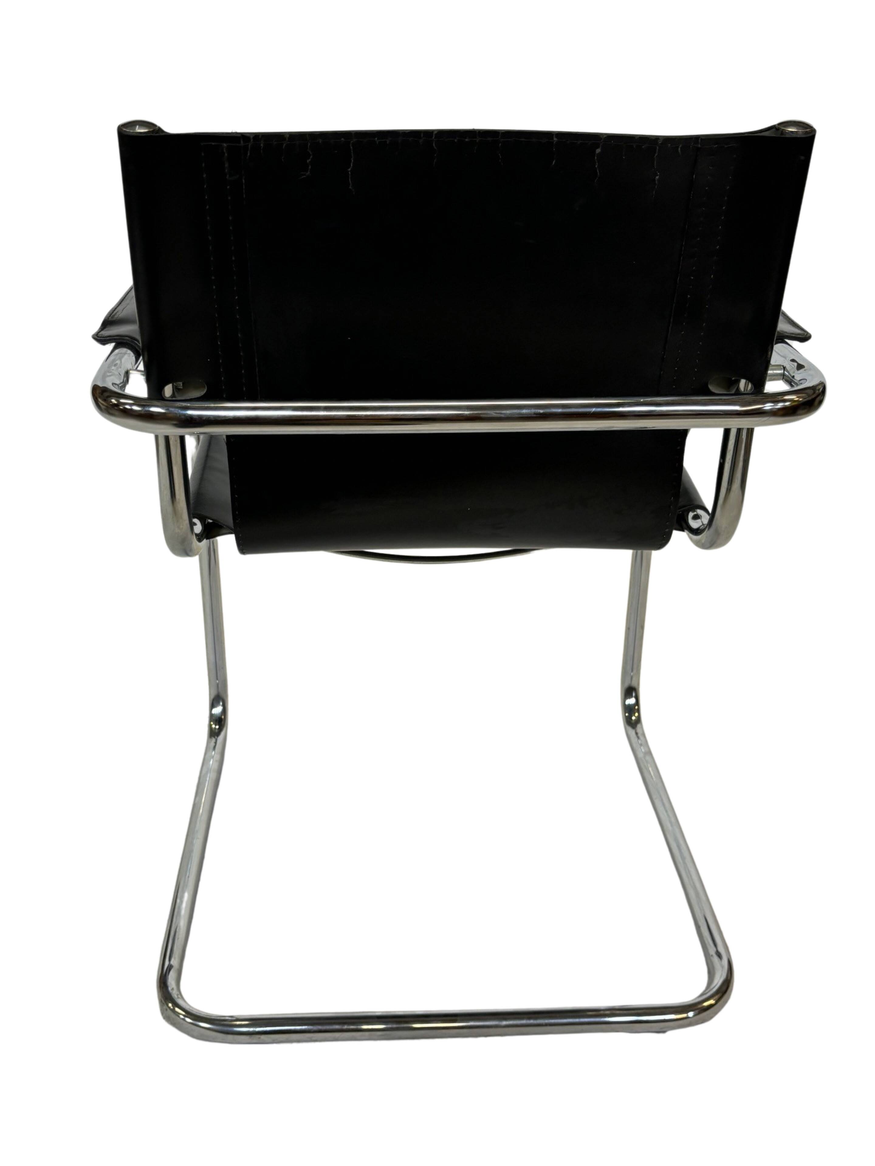 Set of 4 design cantilever chairs black and chrome design made in Italy