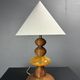 Midcentury wood turned adjustable table lamp with glass sphere, 1970s