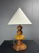 Midcentury wood turned adjustable table lamp with glass sphere, 1970s