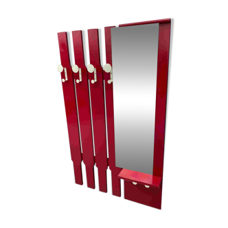 Vintage Wall-Mounted Coat Rack with Mirror and Drawer, 1960s, Czechoslovaki