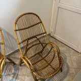 Pair of rattan armchairs with armrests 60s/70s