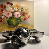 Set of 6 vintage silver-plated metal ice cream cups