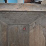 Trancheuse en bois massif marron début XXe siècle — longue auge rustique 1890-1919