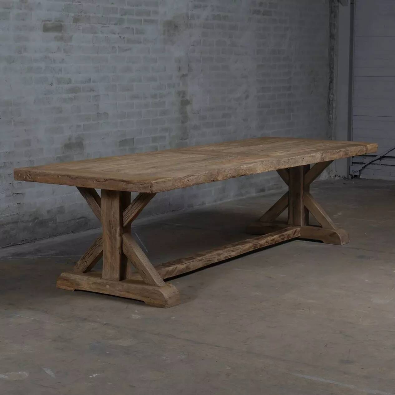 Farmhouse table – Cross model – 300 x 100 cm – Solid antique oak