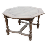 Vintage Octagonal Table in Raw Wood - Family Home Spirit