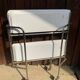 Vintage serving trolley, white folding table, 70s design, vintage.