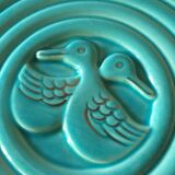 Set under flat and bottle bottom in turquoise ceramic