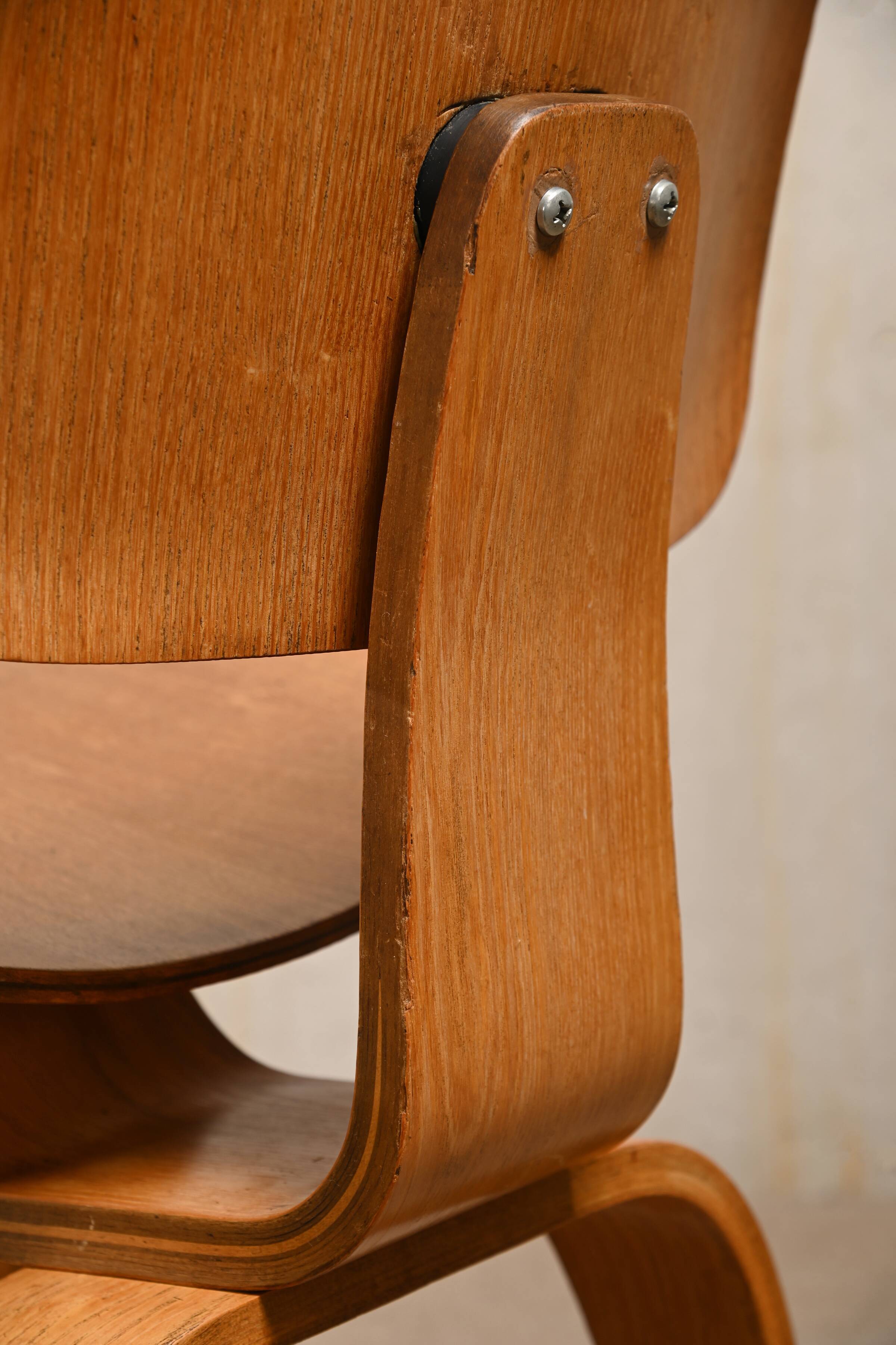 Charles and Ray Eames Early DCW Ash plywood Dining Chairs for Herman Miller