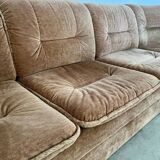 Old vintage modular corner sofa in designer velvet from the 70s/80s 4 elements