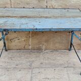 Old folding table in Burmese teak and steel