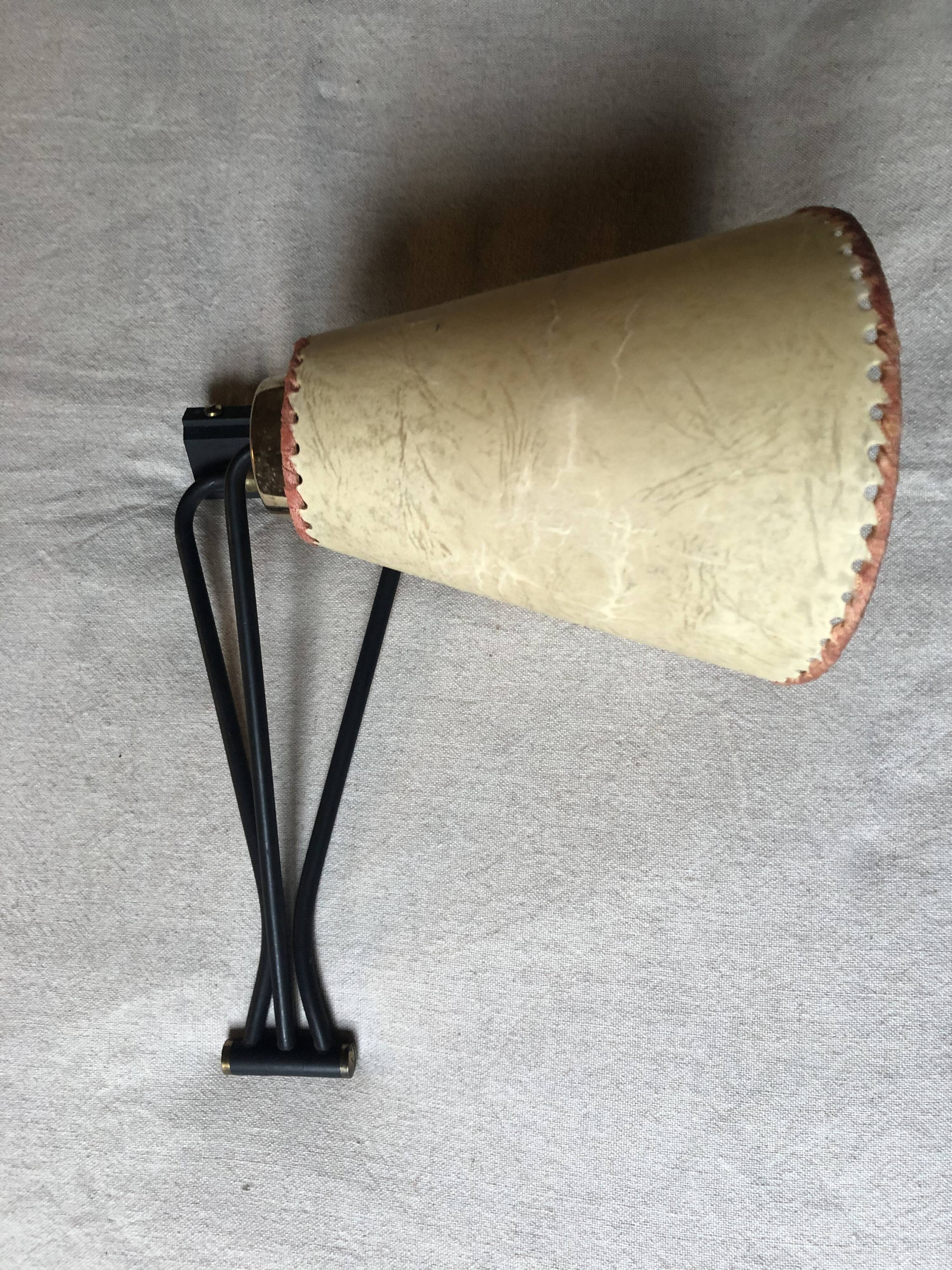 Wall lamp 2 black metal arms 60s