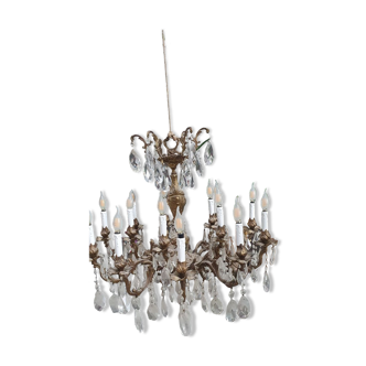 Lustres en cristal et bronze  15 branches