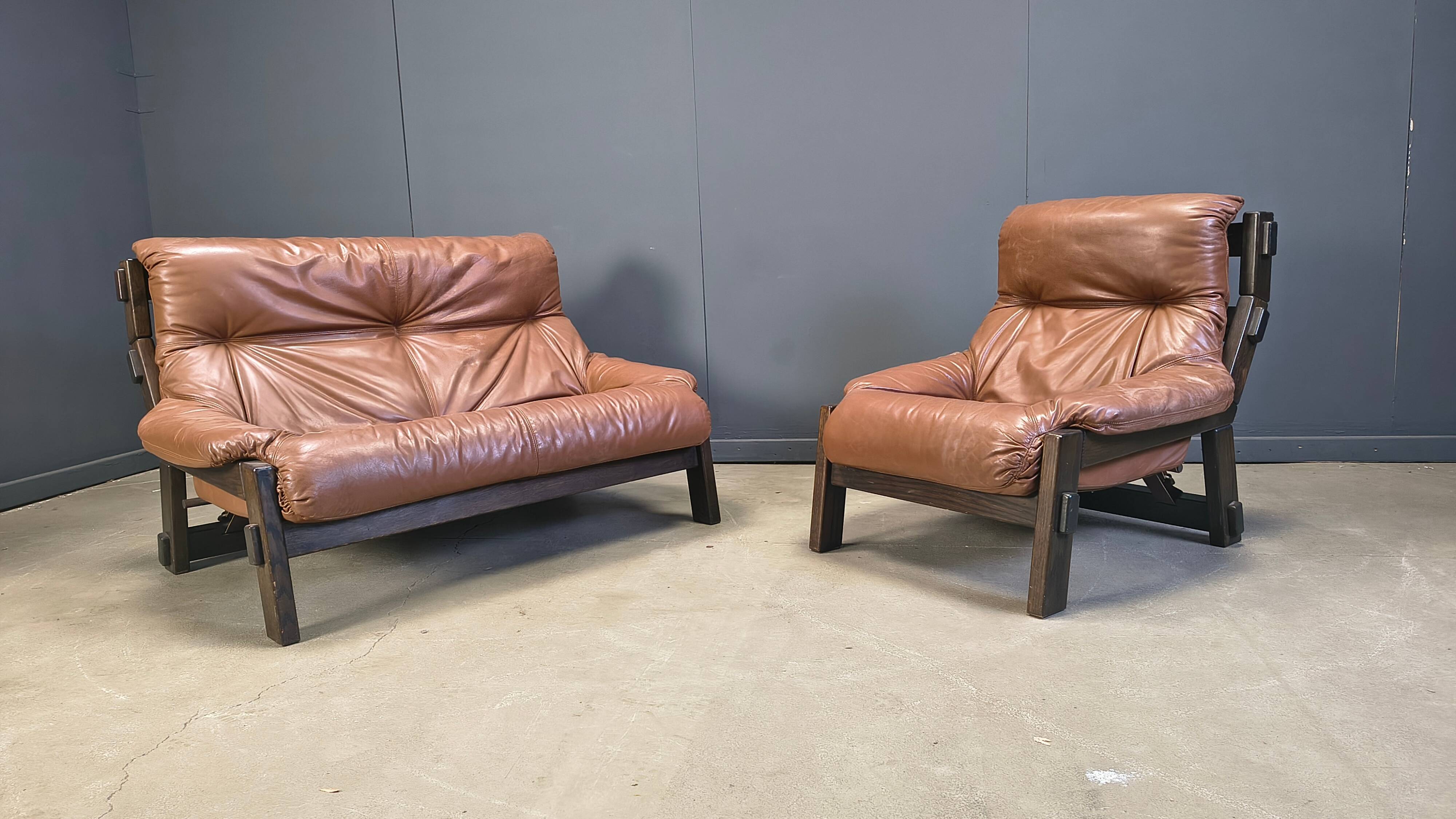 Vintage brutalist sofa set by Gerard Van den Berg for Montis, 1970s