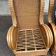 2 rattan and woven wicker armchairs in vintage 70s style