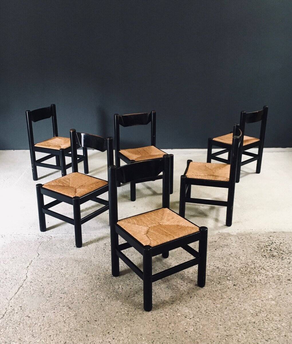 Mid-Century Modern Carimate Dining Chairs, Italy, 1970s, Set of 6