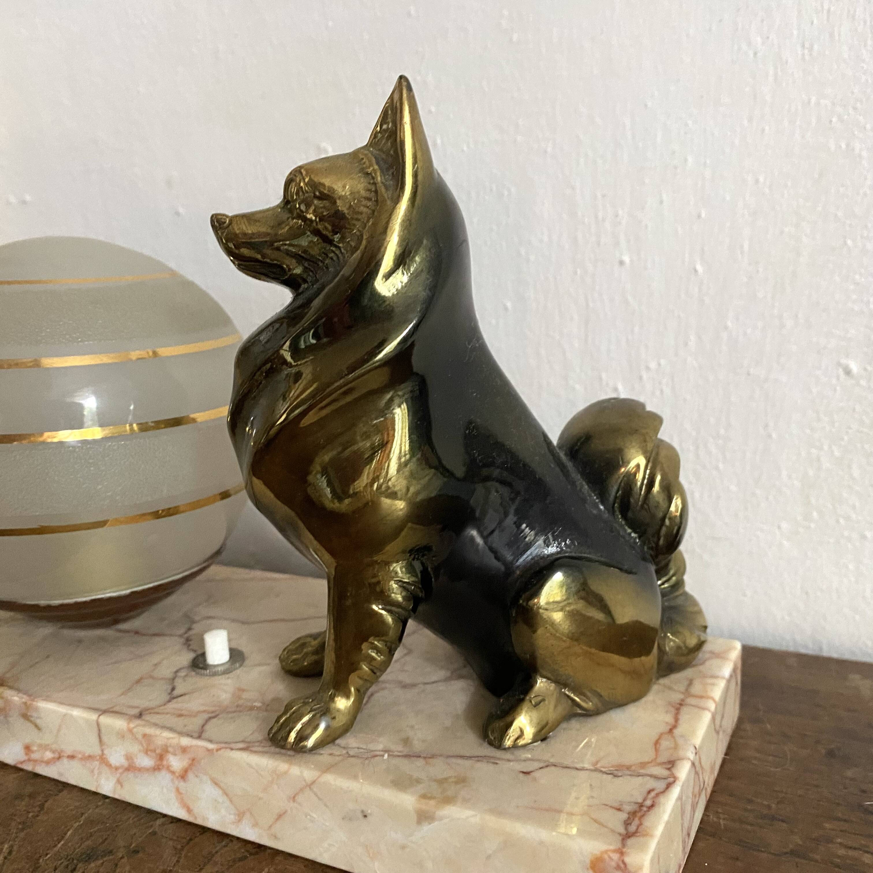 Art Deco Spitz Dog Night Light Lamp