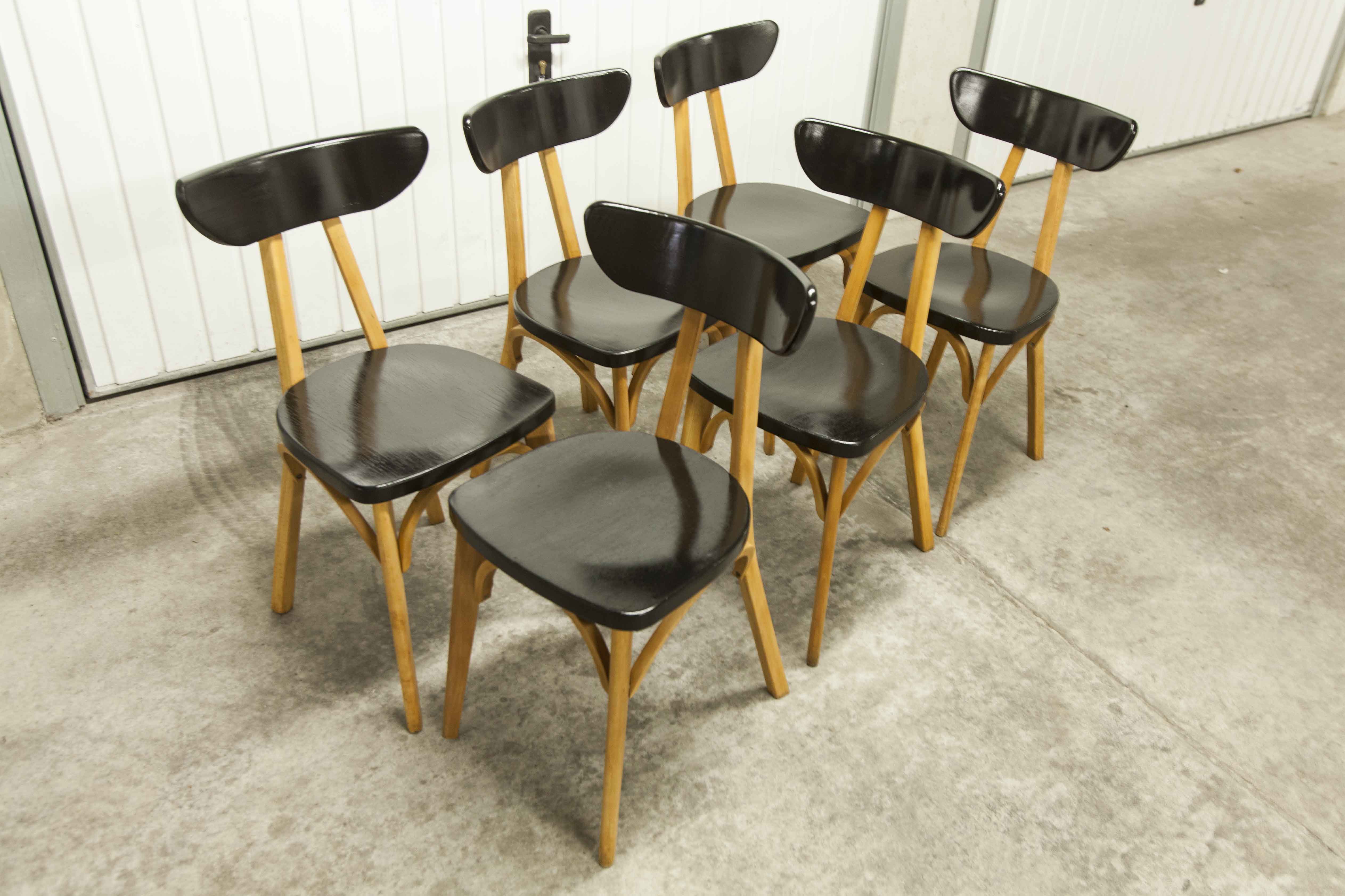 Set of 6 restored Luterma "banana" chairs