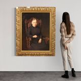 Tableau portrait de dame belge huile sur toile daté 1920